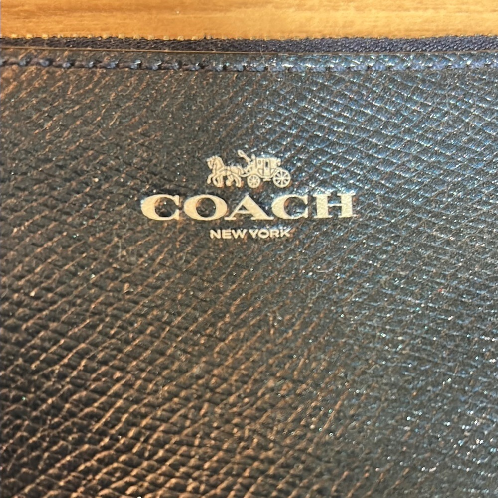 Coach Navy Blue Textured Wristlet - Picture 3 of 7